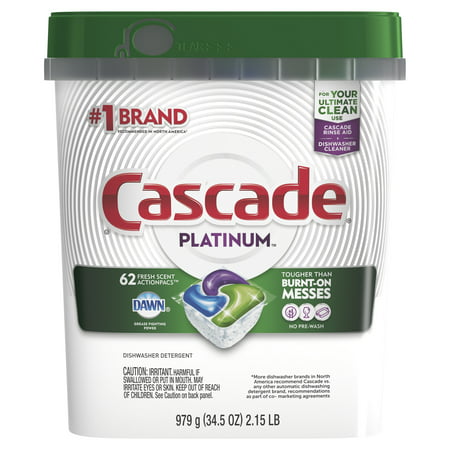 Cascade Platinum ActionPacs, Dishwasher Detergent, Fresh, 62