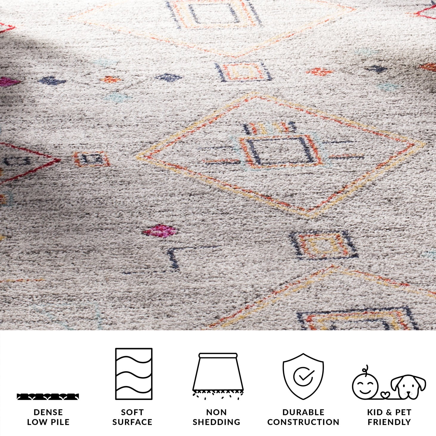 SAFAVIEH Adirondack Lesleigh Geometric Area Rug, Light Grey/Red, 4' x 6'