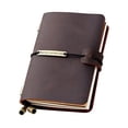 thumbnail image 1 of Cuaderno viaje cuero recargable, diario unisex, ideal para escritura, regalos, viajeros, tamaño pequeño 5.2x4 - Café, 1 of 3
