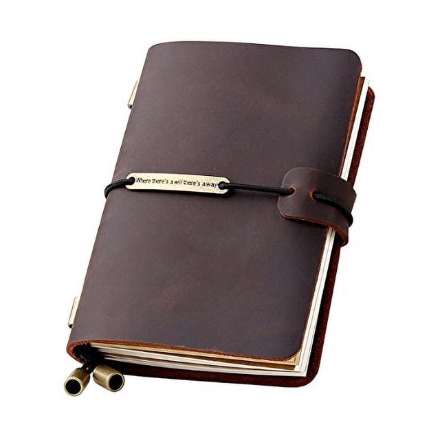 Cuaderno viaje cuero recargable, diario unisex, ideal para escritura, regalos, viajeros, tamaño pequeño 5.2x4 - Café