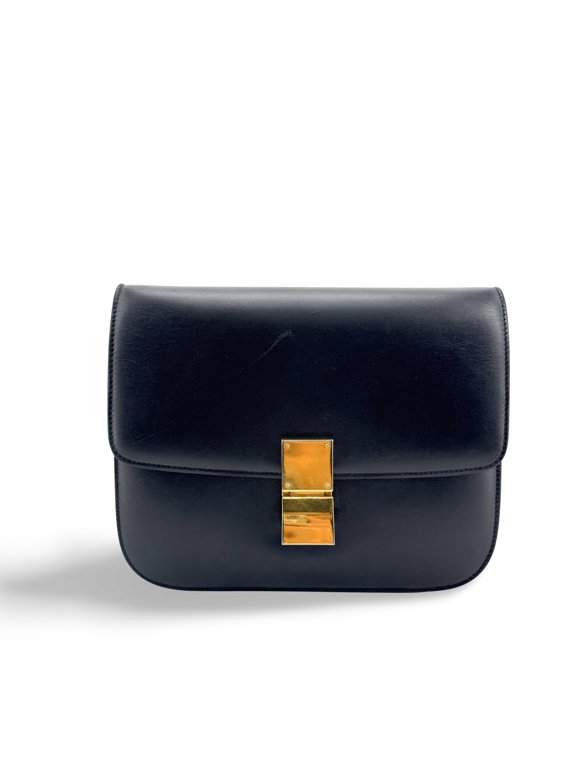 Pre-Owned Celine Classic Box Smooth Leather Black Leather Handbag