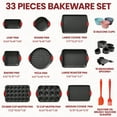 thumbnail image 3 of Kikcoin Bakeware Set, 33-Piece Baking Pans Set, Nonstick Baking Sheet Pans for Kitchen with Silicone Handles, Nonstick Cookie Sheets, Loaf Pan, Gray, 3 of 12