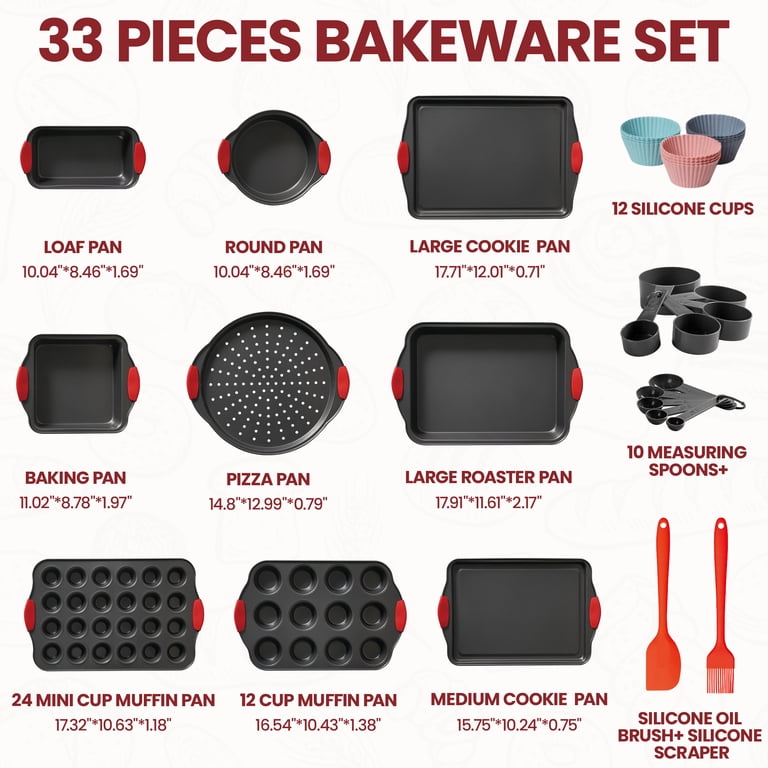 Kikcoin 33-Piece Nonstick Bakeware Set with Silicone Handles photo 3