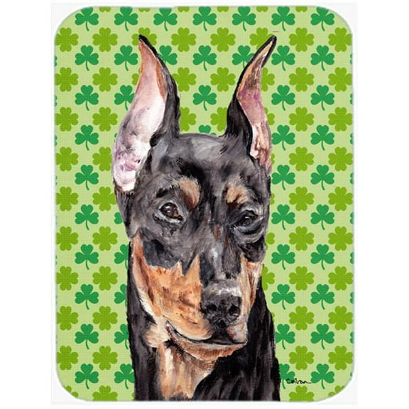 German Pinscher Lucky Shamrock St. Patricks Day Mouse Pad, Hot Pad Or Trivet, 7.75 x 9.25 In.