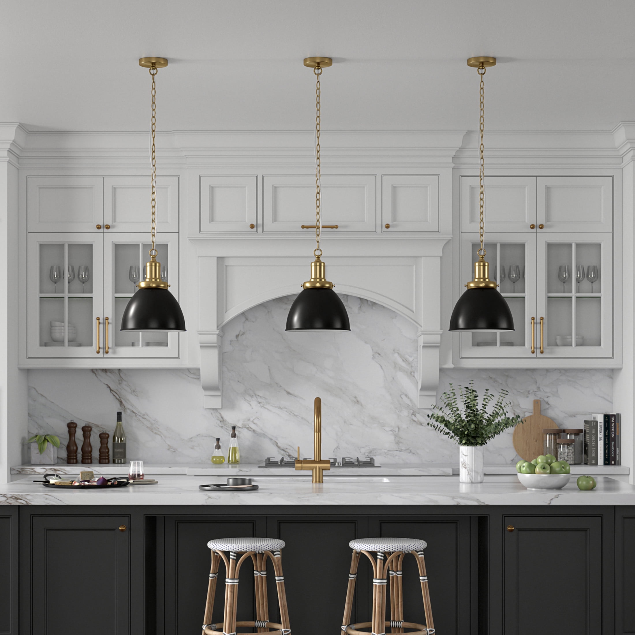 Evelyn&Zoe Industrial 12" Wide Blackened Bronze/Brass Pendant