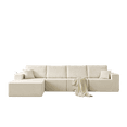 thumbnail image 2 of Spaco 139.3" Modular Sectional Sofa, Boneless Couch, Cloud Couch with Ottoman & 2 Pillows, Perfect for Living Room and Bedroom, Beige, 2 of 12