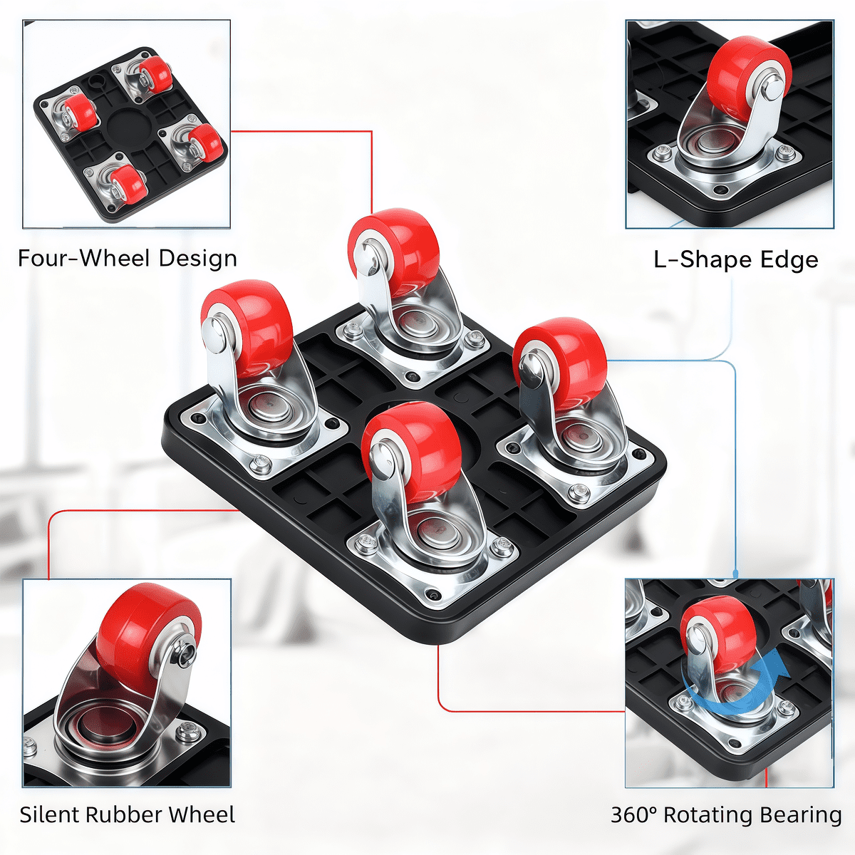 ZHIJYBO Furniture Dolly, Heavy Duty Furniture Lifter & Furniture Movers Hand Tools Set,  Alloy Heavy Duty Furniture Movers, 360°Small Flat Dolly Furniture Movers With Wheels, 880 Lbs Capacity, Black