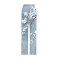 thumbnail image 3 of SnZhen Woman Wide Leg Pants Women Pocket Fashion Elastic Waist Printed Casual Full Length Pants, 3 of 3