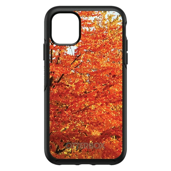 DistinctInk OtterBox Symmetry Custom Case for Apple iPhone 15 (6.1" Screen) - Orange Autumn Leaves - Slim Profile Design