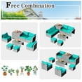 thumbnail image 4 of Gymax 8PCS Rattan Patio Space-Saving Furniture Set w/ Waterproof Cover & Turquoise Cushions, 4 of 7