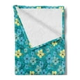 thumbnail image 2 of Floral Soft Flannel Fleece Blanket, Exotic Vibrant Flower Field Botanical Beauty Essence Flora Gardening Theme, Cozy Plush for Indoor and Outdoor Use, 50" x 70", Teal and Multicolor, by Ambesonne, 2 of 5
