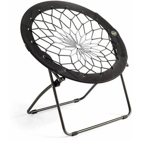 32" Bunjo Woven Bungee with Metal Base Folding Chair, Black to Gray