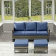 thumbnail image 2 of POCASSY 74" Wide Outdoor Wicker Sofa Patio Couch with Ottoman, 2 of 8
