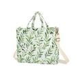 thumbnail image 7 of FORMRS Womens Corduroy Tote Bag Crossbody Shoulder Handbag with Pocket, Green Leafy Pattern, 7 of 7