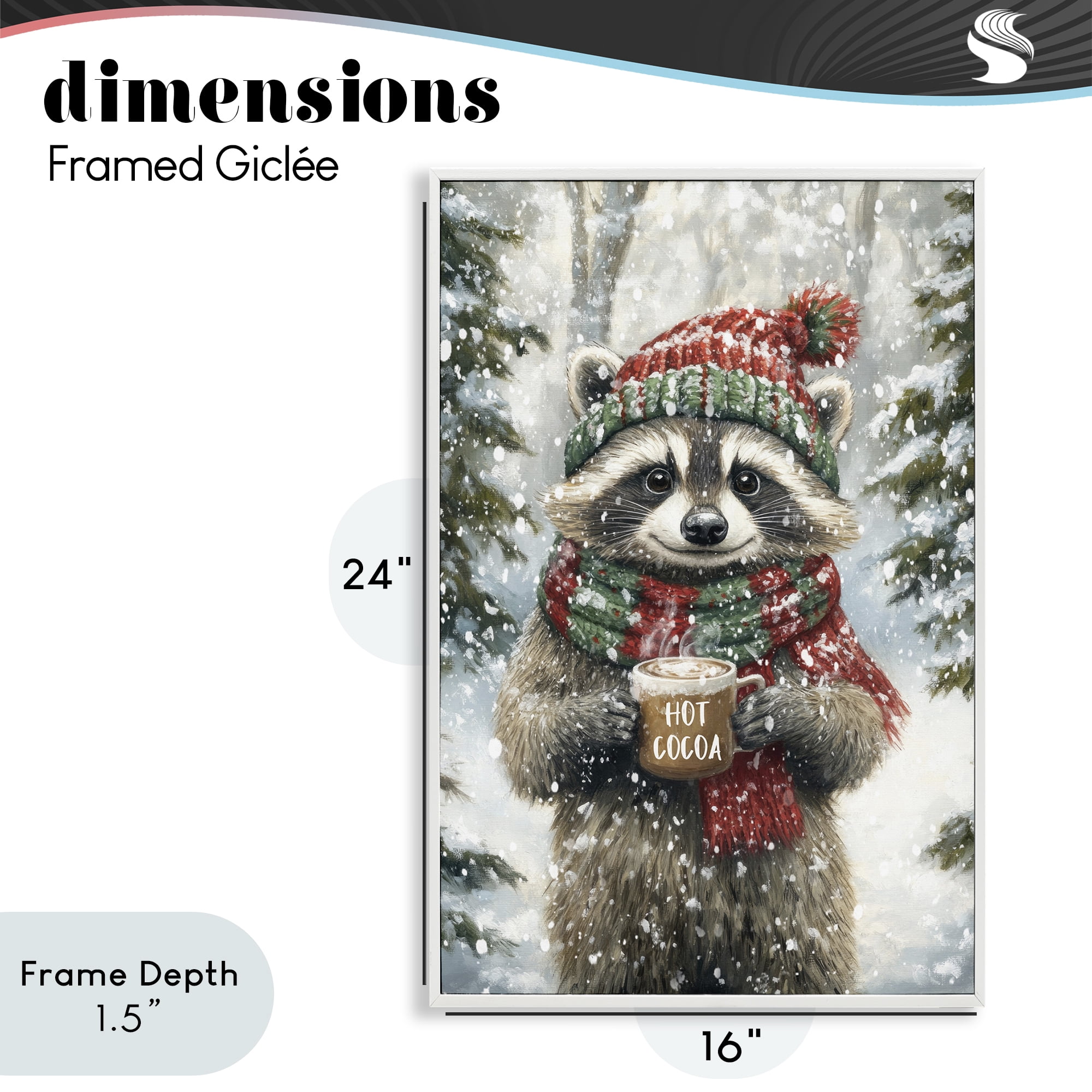 Stupell Industries Merry Cocoa Raccoon White Framed Giclee Art, design by Tina LeCour