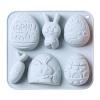 Moldes de silicona 6 celdas huevo de conejito de Pascua DIY Chocolate Fondant pastel gelatina molde Tmvgtek suministros de cocina