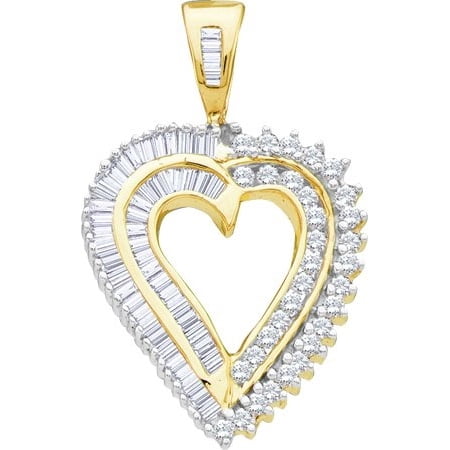 10K Yellow Gold 1.00ctw Fancy Stunning Pave Diamond Ladies Heart Pendant