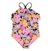 Wonder Nation Girl's Hibiscus Swimsuit, 1-Piece, Sizes 4-18 & Plus