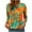 *Green, variant on Tops for Women Plus Size 3/4 Sleeved Stripe Printed Casual T-shirt Round Neck Top Green XXL