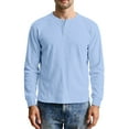 thumbnail image 2 of QHRMKOG Long Sleeve Henley Shirts for Men Modern Fit Thermal Basic Color Shirt Comfort T-Shirt Trendy Pullover Tops Blue S, 2 of 9