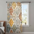 thumbnail image 4 of Retro Morocco Sheer Curtains 96 Inches Long, Boho Shabby Abstract Geometric Aesthetic Light Filering Curtains, Privacy Drapes Simi Floor to Veiling Curtain for Living Room Bedroom Window Treatment, 4 of 9