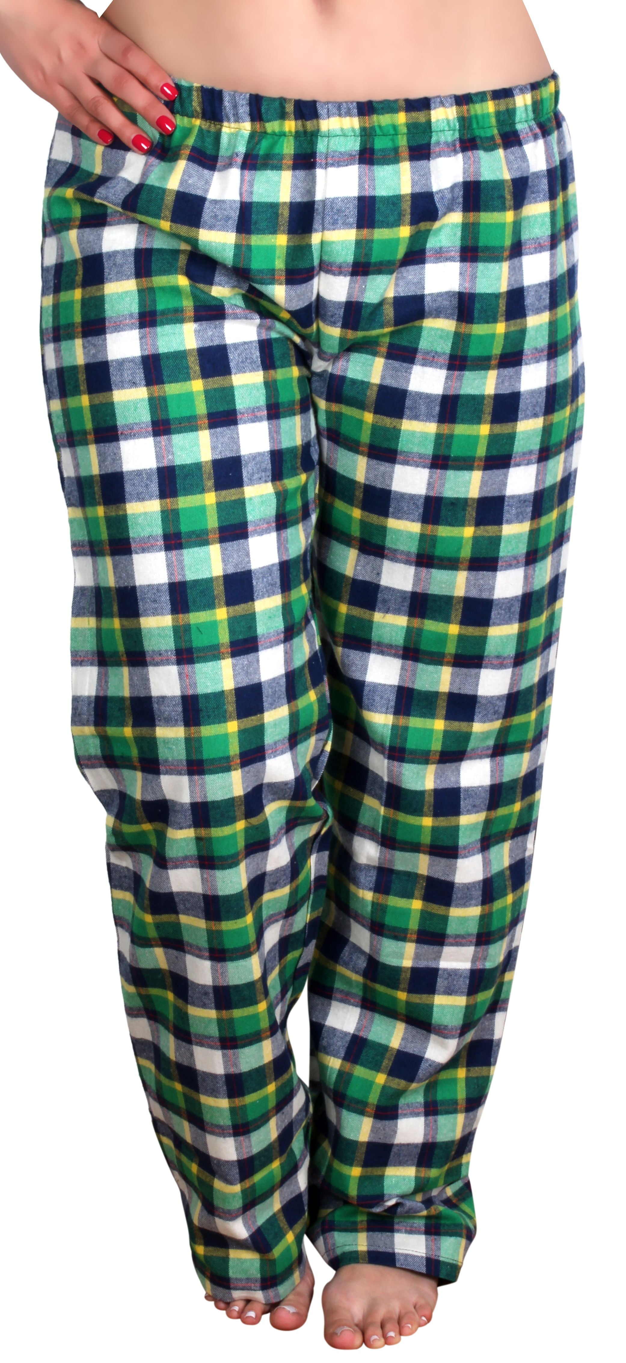 Enimay Women's Cotton Flannel Plaid Pajama Pants LEP-10 Size M ...