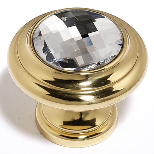 Alno C211-CLR/GLD Solid Brass 1 1/4" Luxury Designer Swarovski Crystal Mushroom Cabinet