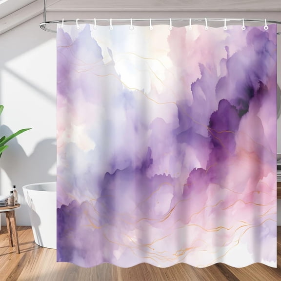 Luxury Marble Shower Curtain, Waterproof Fabric Shower Curtain, Washable Polyester Bath Curtain for Bathroom Decor 36"W X 72"H