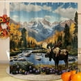 thumbnail image 3 of Fall Deer Shower Curtain, Autumn Farmhouse Cabin Forest Wildlife Animal Moose Shower Curtain, Country Natural Scenery Hunting Waterproof Fabric Bathroom Accessories Set with Hooks,70X70IN, 3 of 6