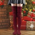 thumbnail image 2 of Clearance! Beshee Thigh High Stockings for Women Knit Leg Stocking Thigh Long Knee Cable Women Boot Socks Over Extra Socks Thigh High Socks for Women Wine, 2 of 3