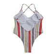 thumbnail image 3 of Women‘s Striped One-piece Swimsuit Color Blocking Sling Swimwear, 3 of 4