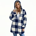 thumbnail image 5 of Dwralegc Womens Oversized Sherpa Jacket Fuzzy Fleece Zip Up Jacket Casual Christmas Coat Loose Warm Winter Cardigan Sherpa Plaid Jackets with Pockets Clearance Blue 4XL, 5 of 8