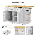 thumbnail image 6 of 53" Kitchen Island On Wheels, Rolling Kitchen Island Cart with Drop Leaf & Power Outlet, Barn Door Kitchen Island Table with Storage Cabinet and Tower Rack for Kitchen, Dining Room, White, 6 of 8