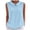 Light Blue, variant on Womens Sleeveless Peter Pan Collar Top Textured Loose Fit Rear Buckle Curved Hem Polyester Solid Color Casual Blouse