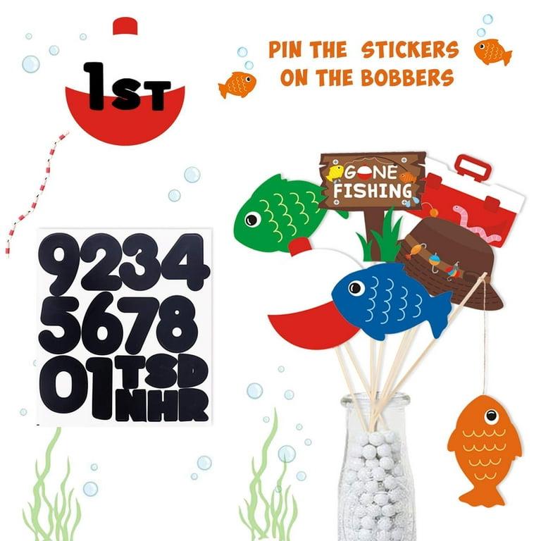 21 Pack Gone Fishing Theme Little Fisherman The Big One Party Centerpiece  Sticks Bobber Table Toppers Kids Fishes Reel Fun Birthday Ideas Photo Props