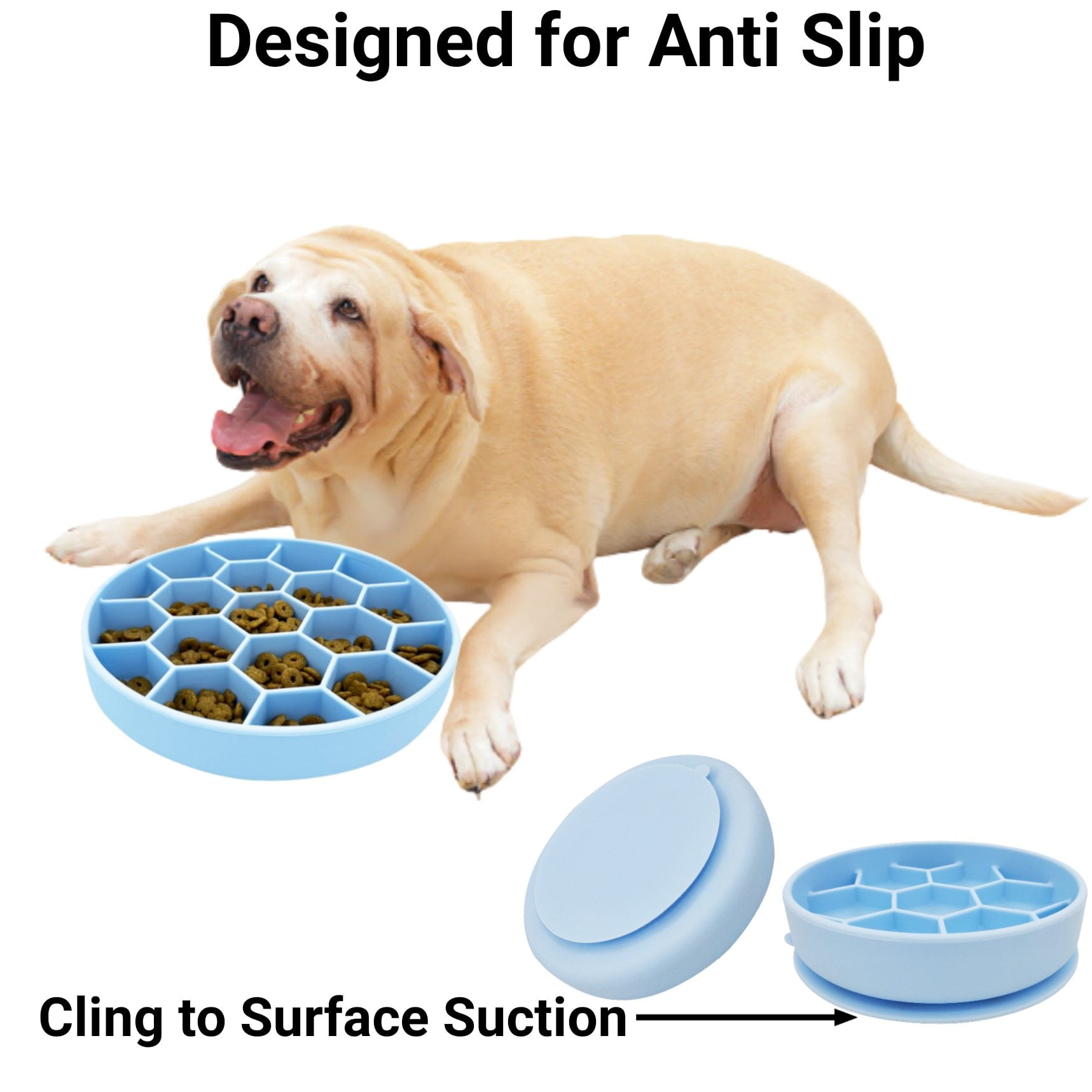 PETBABA Dog Bowl Slow Feeder, Interactive Puzzle Fun Silicone  Nonskid Feed Dish, Against Bloat in Eating Food, Keep Your Cat Pet Healthy  - S in Blue : Pet Supplies