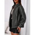 thumbnail image 3 of Abrigo PRETTYGARDEN Chaqueta Bomber de Cuero Sintético Gris XL, 3 of 8