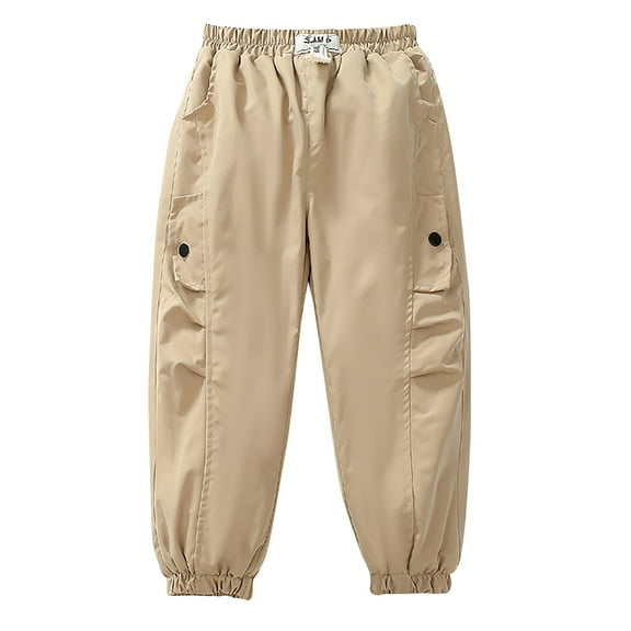 XUNKUSGA Boys Pants 4-14 Years Casual Elastic Waist Waterproof Boys' Sweatpants Fashion Loose Boys Clothes with Pockets Warm Fleece Lined Boys Fall Clothes