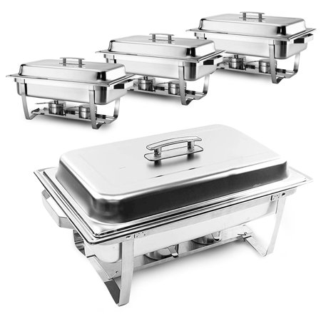 alpha living 70014-gray 4 pack 8qt chafing dish high grade stainless steel chafer complete set 8 qt alpine gray handle