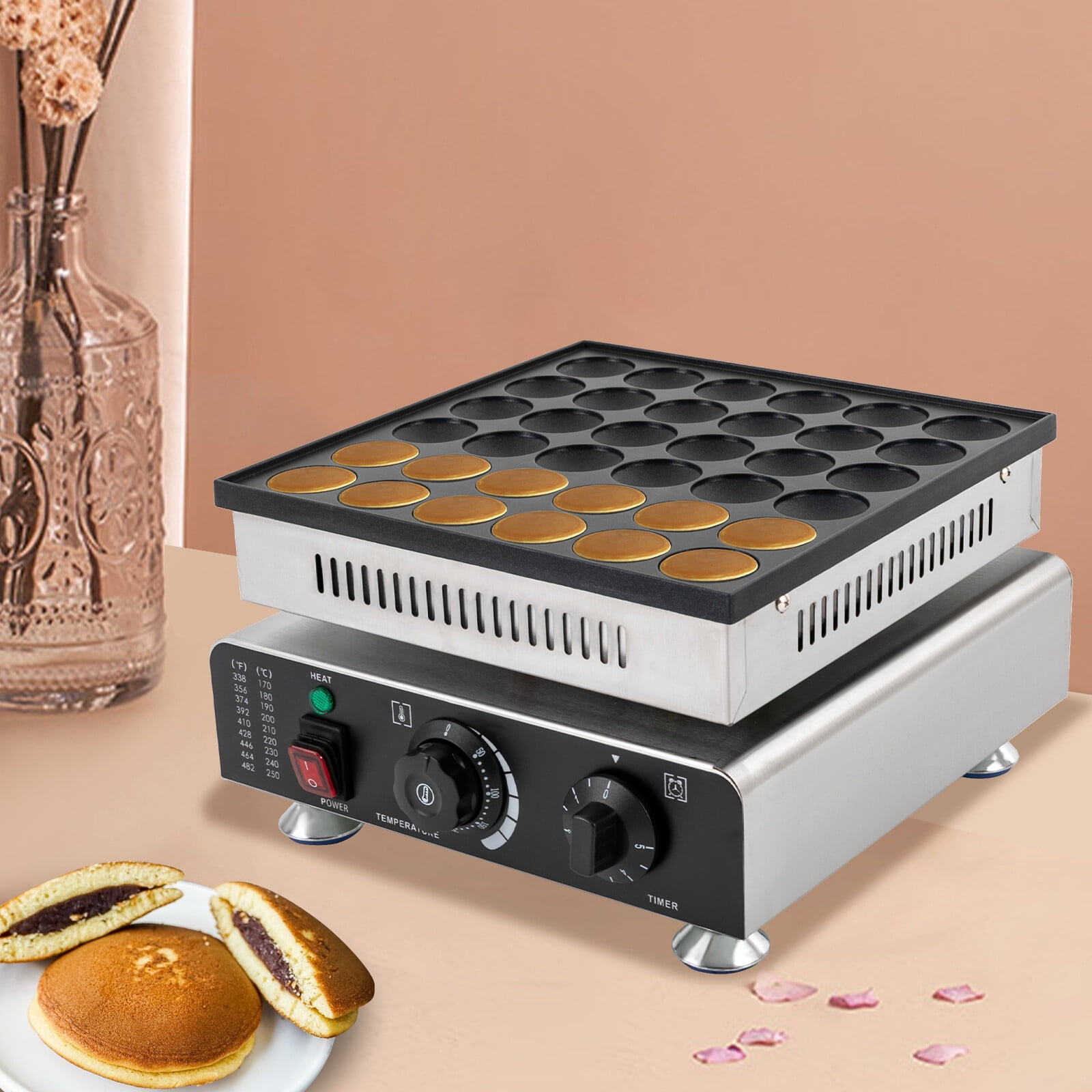 Waffle Maker, 36-Circle Commercial Waffle Maker, Round Louvered Waffle Machine, Large Capacity for Home, Party
