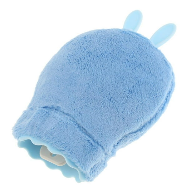 Bolsa de agua caliente de silicona de seguridad Calentador de manos 300ml con funda de felpa Azul Yuyangstore Botella de agua caliente
