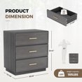 thumbnail image 2 of MOONMISS Modern 3-Drawer Nightstand Set of 2,Bedside Table with Sturdy Base & Gold Handles for Bedroom,Living Room,Gray, 2 of 7