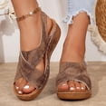 thumbnail image 5 of CYMMPU Women's Cutout Slingback Wedge Sandals, Open Toe Platform Slip On Shoes, Breathable Lightweight Summer Daily Footwear Brown 36, 5 of 9