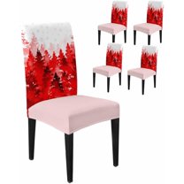 Chair Covers for Dining Room Set of 4,Christmas Pink Xmas Tree Forest Stretch Seat Protector Removable Washable Chairs Slipcovers for Kitchen Banquet Wedding Hotel,Golden Winter Snowflakes White