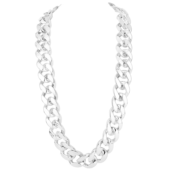 Silver Chunky Necklace Men Hip Hop Chain Necklace 36in Artifical Plastic 80s 90s Punk Style Big Thick Cuban Curb Turnover Rapper Costume NecklacesDIY