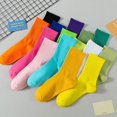 thumbnail image 2 of 33 Couleurs Chaussettes en Coton pour Femmes Col Rond Mi-Mollet Mode Couleur Unie Respirantes Chaussettes Décontractées Automne Filles Bas Bas Vert Fluorescent, 2 of 6