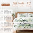 thumbnail image 6 of Cal King 4 Piece Bedding Set Green Eucalyptus Leaves Soft Breathable Duvet Cover and Pillowcase,Welcome on Gray White Plaid Duvet Cover Set Washable Bed Sheets for Bedroom Dormitory Guest Room, 6 of 9