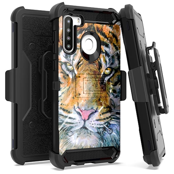 DALUX Armor Hybrid Kickstand Holster Phone Case Compatible with Samsung Galaxy A21 (2020) - Dominant Tiger
