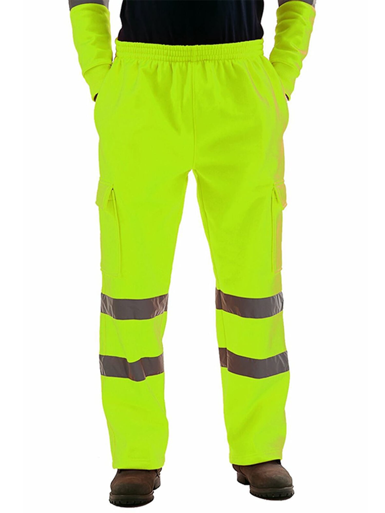 Hi Viz Vis Mens Trousers High Visibility Reflective Safety Casual Work Pants 