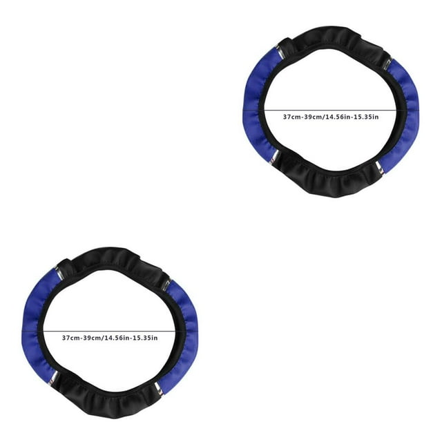 Transemion Universal Car Steering Wheel Cover 15“ Non-slip Elastic Breathable Handle Cover Black Blue 2Set